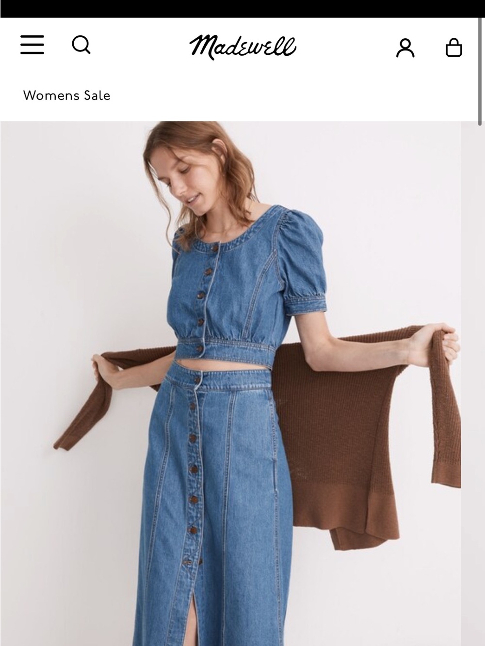 Madewell Denim Puff-Sleeve Crop Top